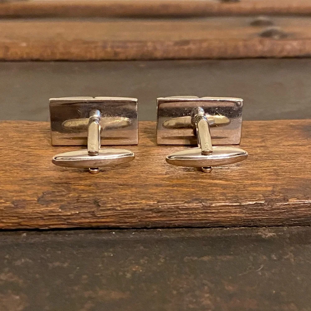 Cuff links two toned with diamond stud in each ~